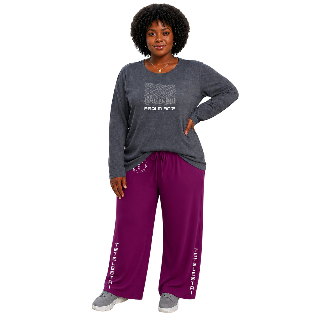 JOELL WOMEN'S LONG SLEEVE CREW NECK SHIRT - MONTANA MOUNTAINS FONT 49 WHITE