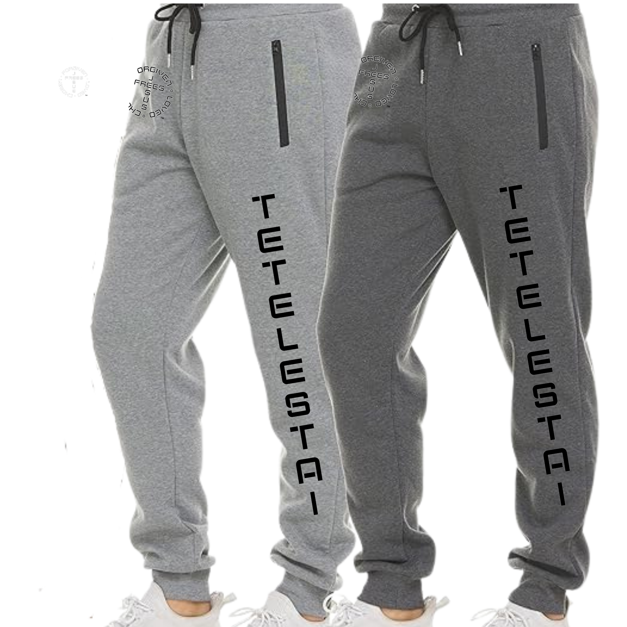 Jesus Frees - U-Champ Men's Jogger Sweatpants - Tetelestai Font 49 Black