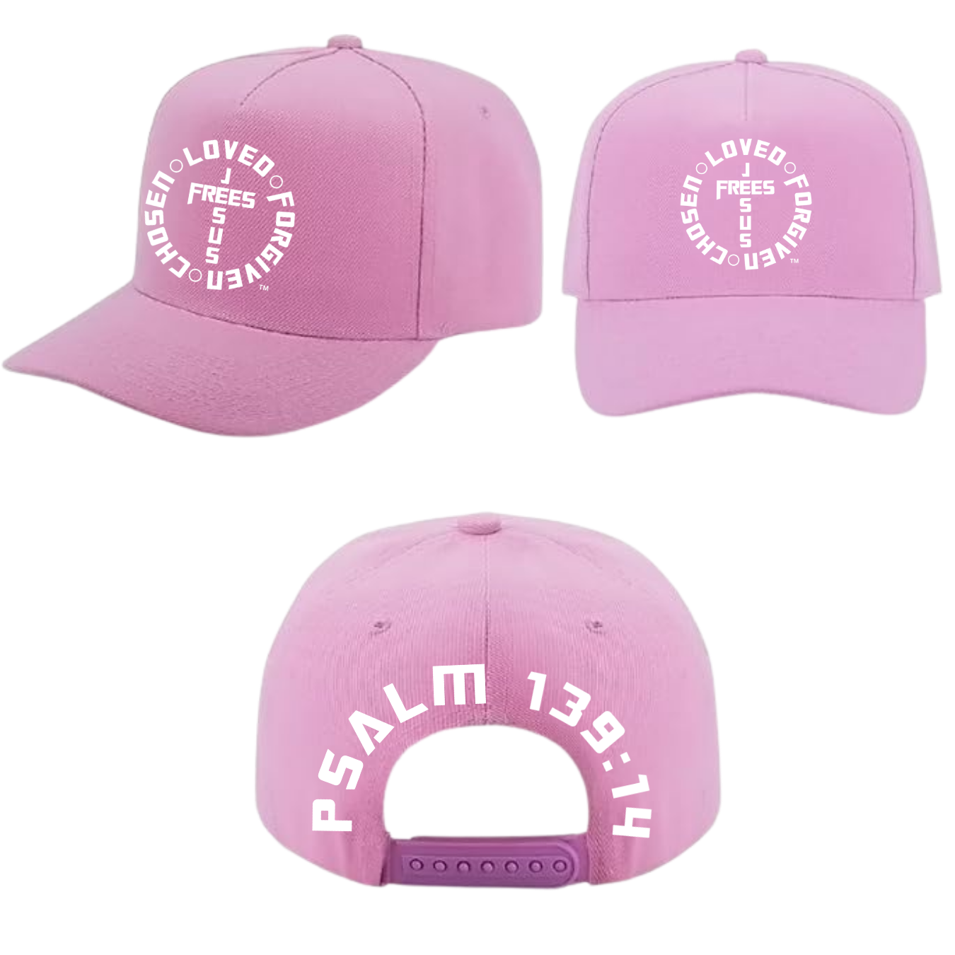 Jesus Frees - Baseball Caps for Men & Women - Pink / Beige / Blue / Red / Orange -  Font 153 White