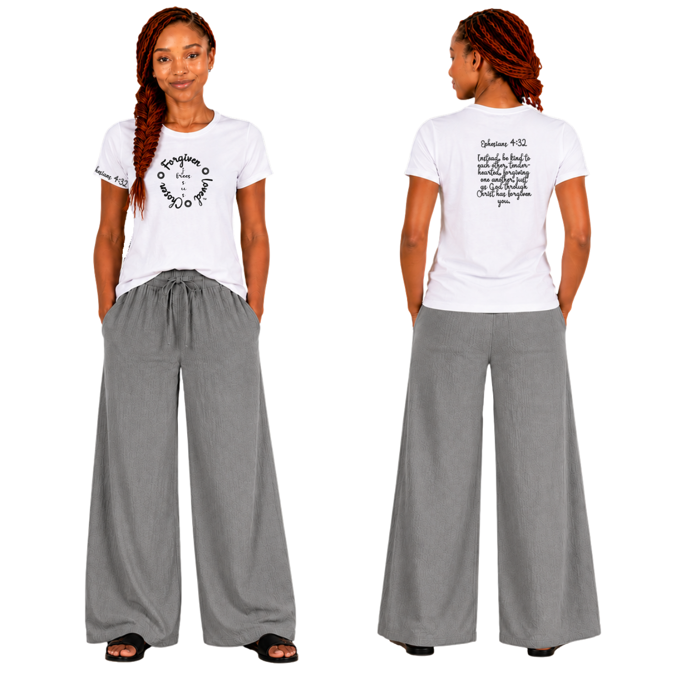 Jesus Frees - G64 Soft Style White Cotton T-Shirt - Font 223 Black