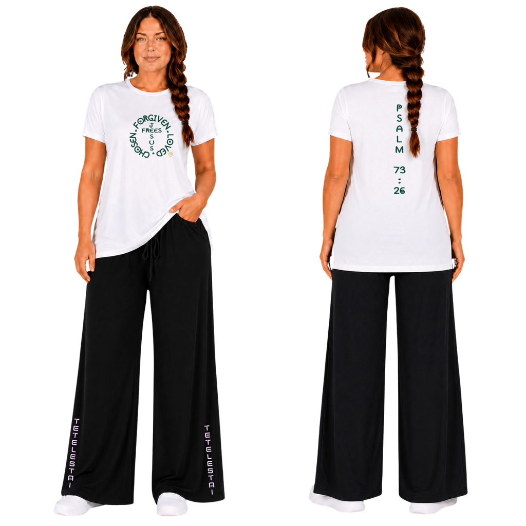 Jesus Frees - G64 Soft Style White Cotton Women's T-Shirt - Font 303 Dark Green
