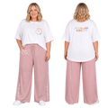 Jesus Frees™ Apparel | Women’s Plus Size Wide Leg Scripture Pants | Font 49 White | Neer Heather