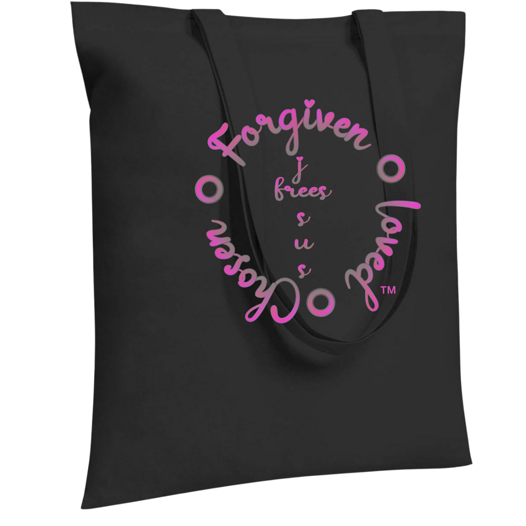 Jesus Frees™ Apparel | "Tote the Truth" | "i" Heart Dotted Scripture Design | Font 223 Pink-Gray