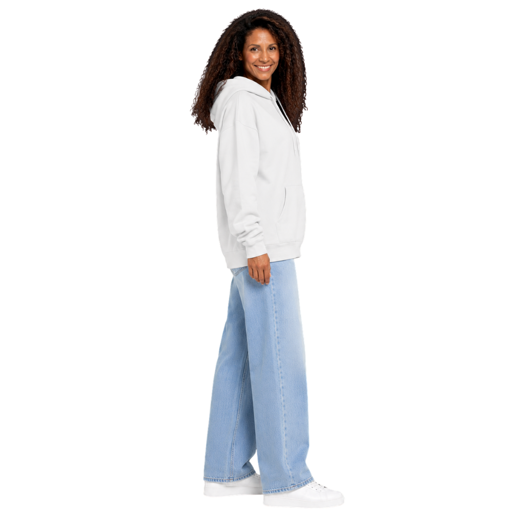 Jesus Frees™ Apparel | White Women's Scripture Hoodie | Flower Design | Font 49 | HA