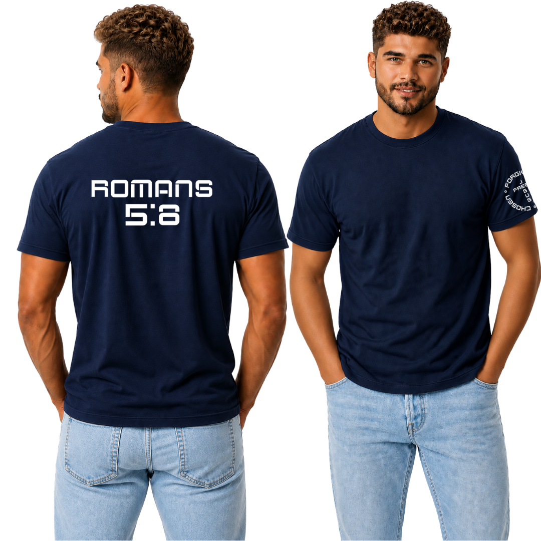 Jesus Frees - G20 Navy Ultra Cotton Men's T-Shirt - Font 49 White