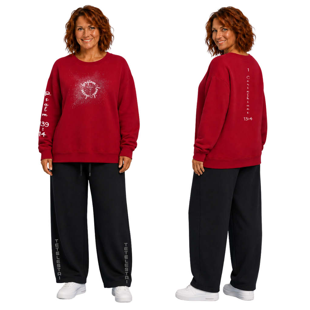 Jesus Frees™ Apparel | Women's Scripture Holiday Sweat Shirt | Font 223 White