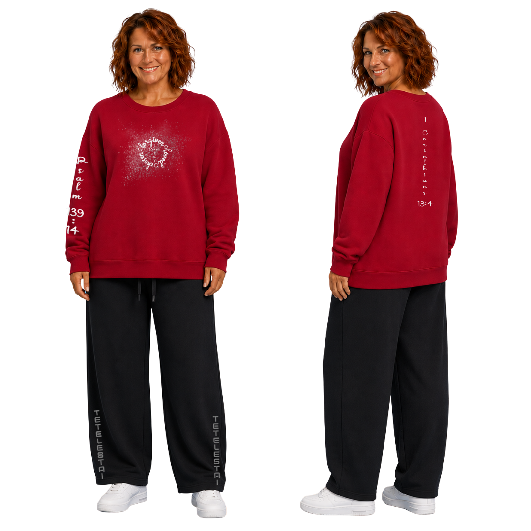 Jesus Frees™ Apparel | Women's Scripture Holiday Sweat Shirt | Font 223 White