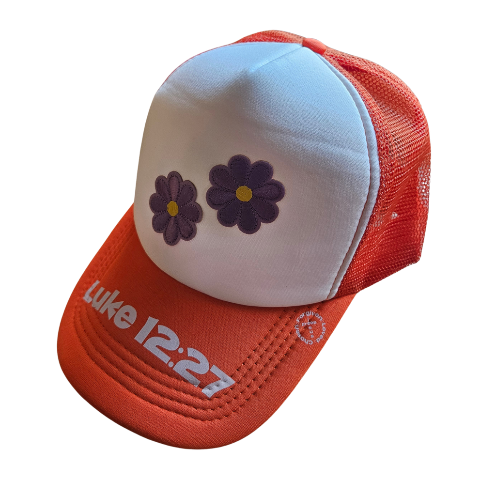 Jesus Frees - Truckers Mesh Caps Women & Kids Flowers & Hearts - Font 46 White