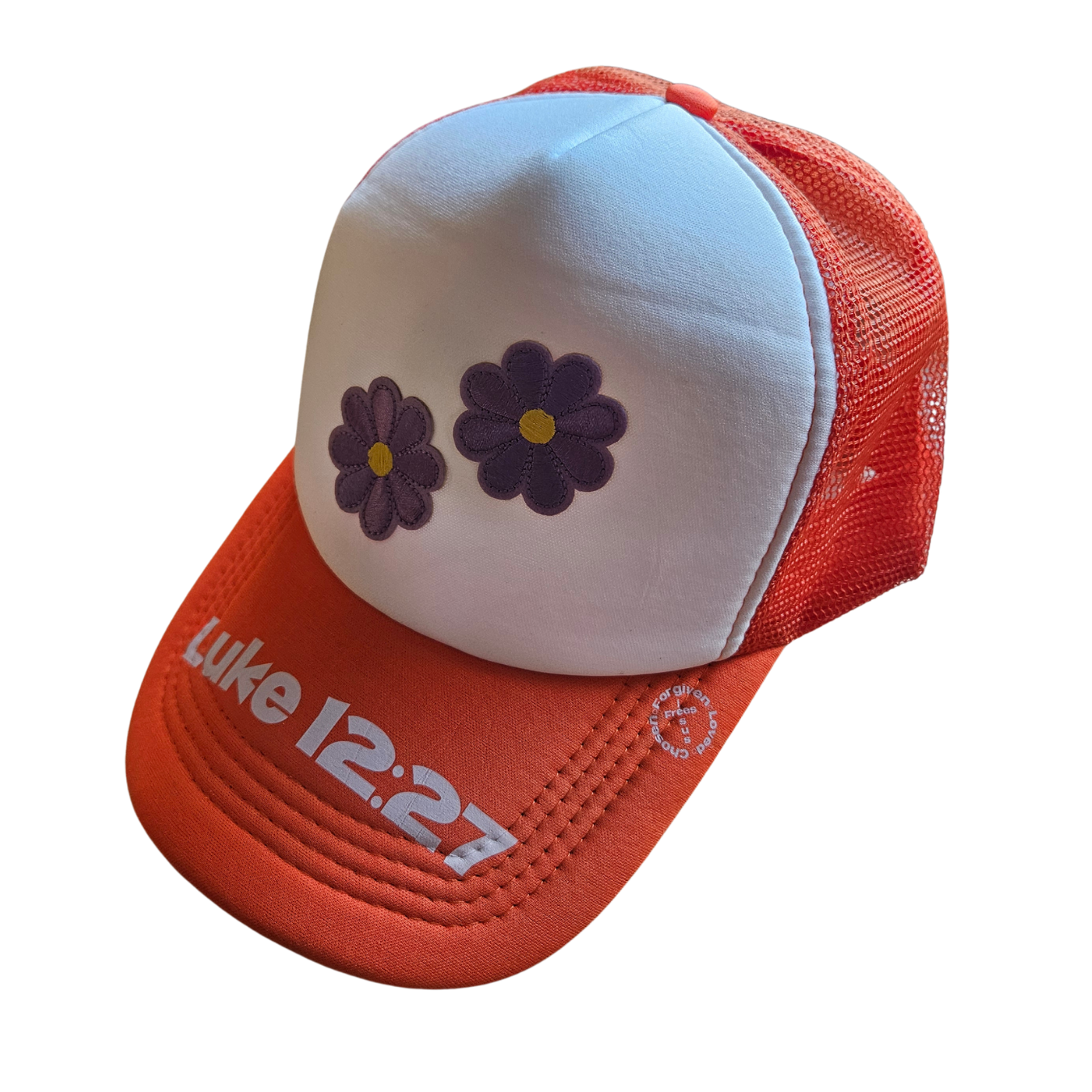 Jesus Frees - Truckers Mesh Caps Women & Kids Flowers & Hearts - Font 46 White