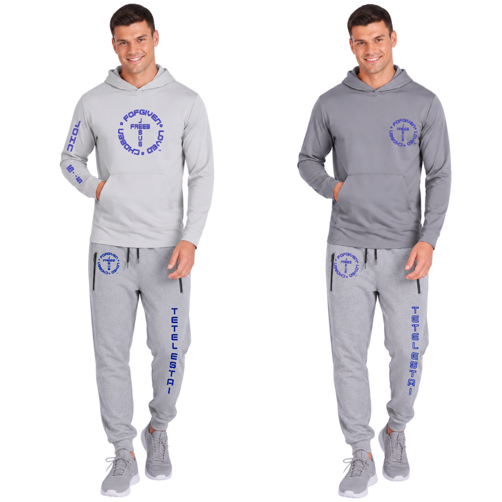 Jesus Frees - U-Champ Men's Jogger Sweatpants - Tetelestai Font 49 Dark Blue