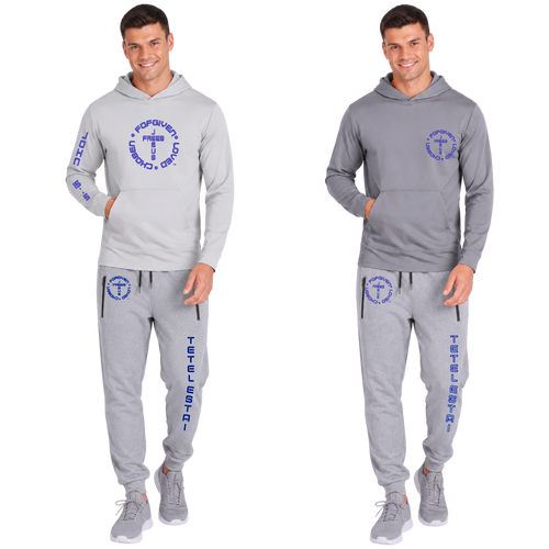 Jesus Frees - Champ Men's Zipper Pocket Jogger Sweatpants - Tetelestai Font 49 Dark Blue