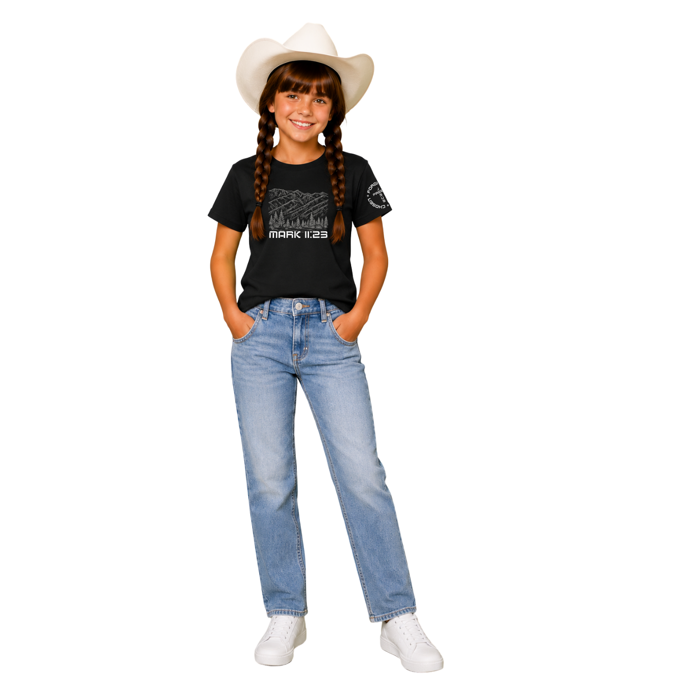 Jesus Frees - Kids 100% Cotton T-Shirts Girls - Montana Mountain Line