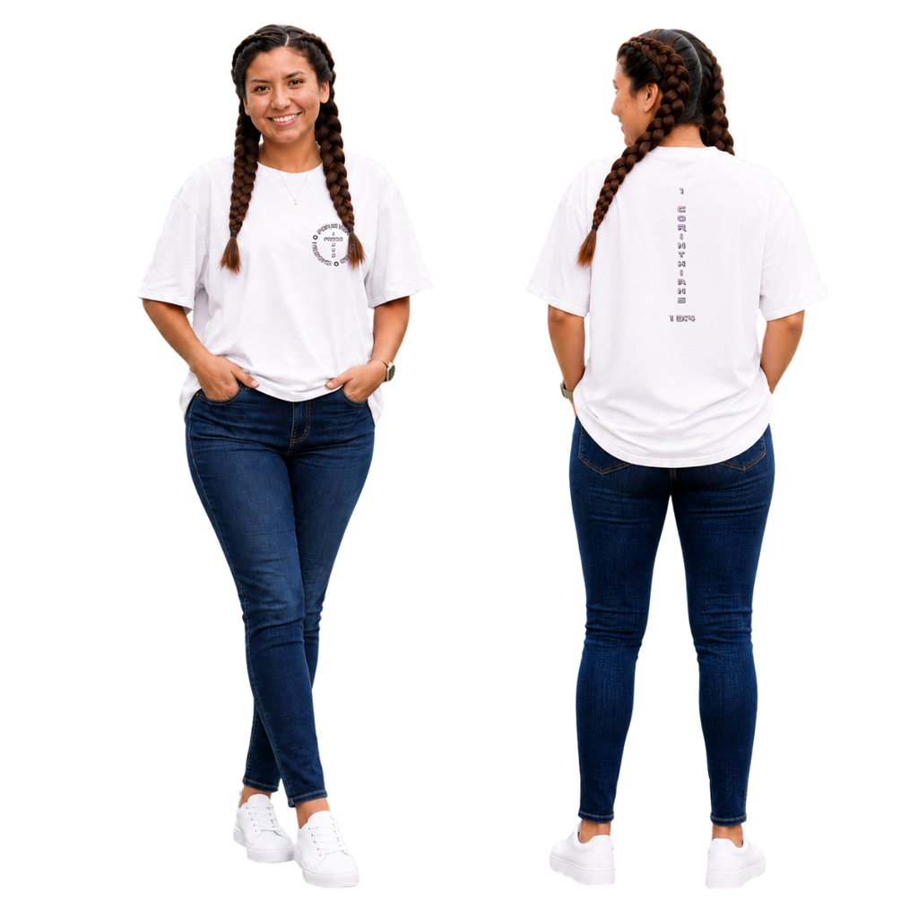 Jesus Frees - SICU Oversized Short Sleeve Women's Shirt - 1 Corinthians 13:4 - Font 126 Pink & Black