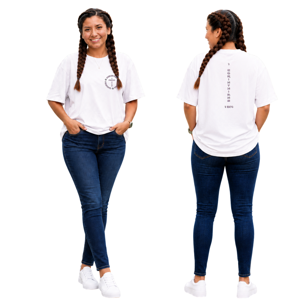 Jesus Frees - SICU Oversized Short Sleeve Women's Shirt - 1 Corinthians 13:4 - Font 126 Pink & Black
