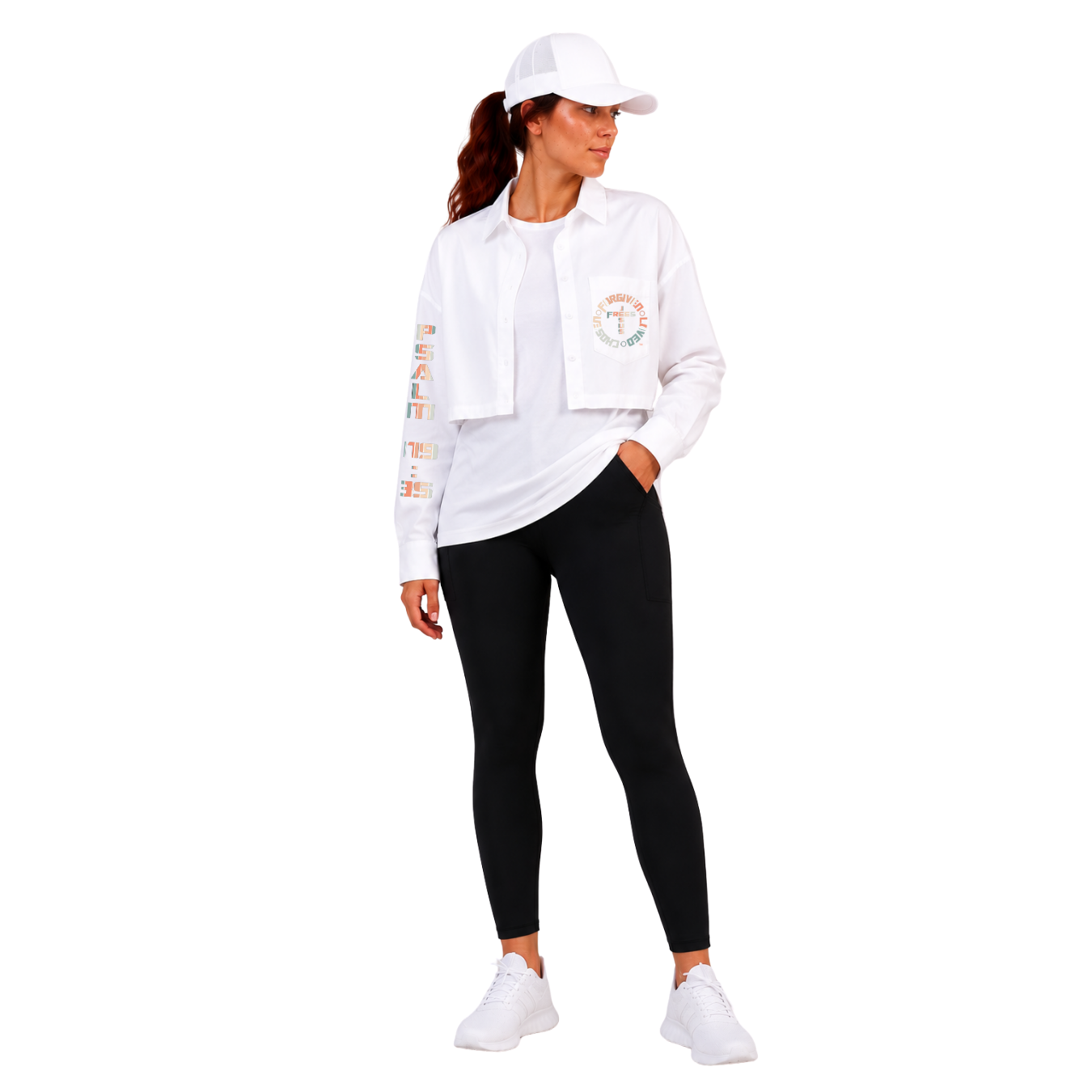 Jesus Frees | Cropped Lite Long Sleeve Summer Jacket | Font 153 Vertical Pastel