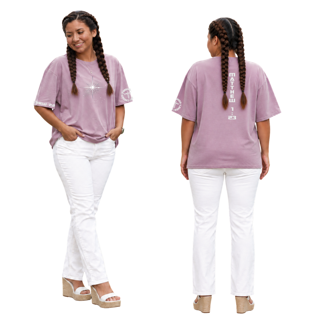 Jesus Frees - SICU Oversized Short Sleeve Women's Shirt - Font 153 Star of Bethlehem