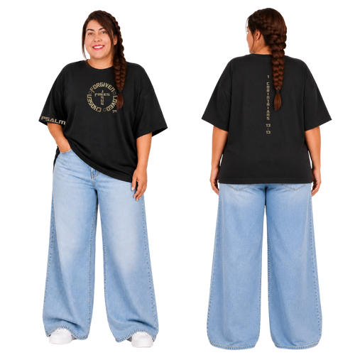 Jesus Frees - SICU Oversized Short Sleeve Women's Shirt - Font 153 Gold