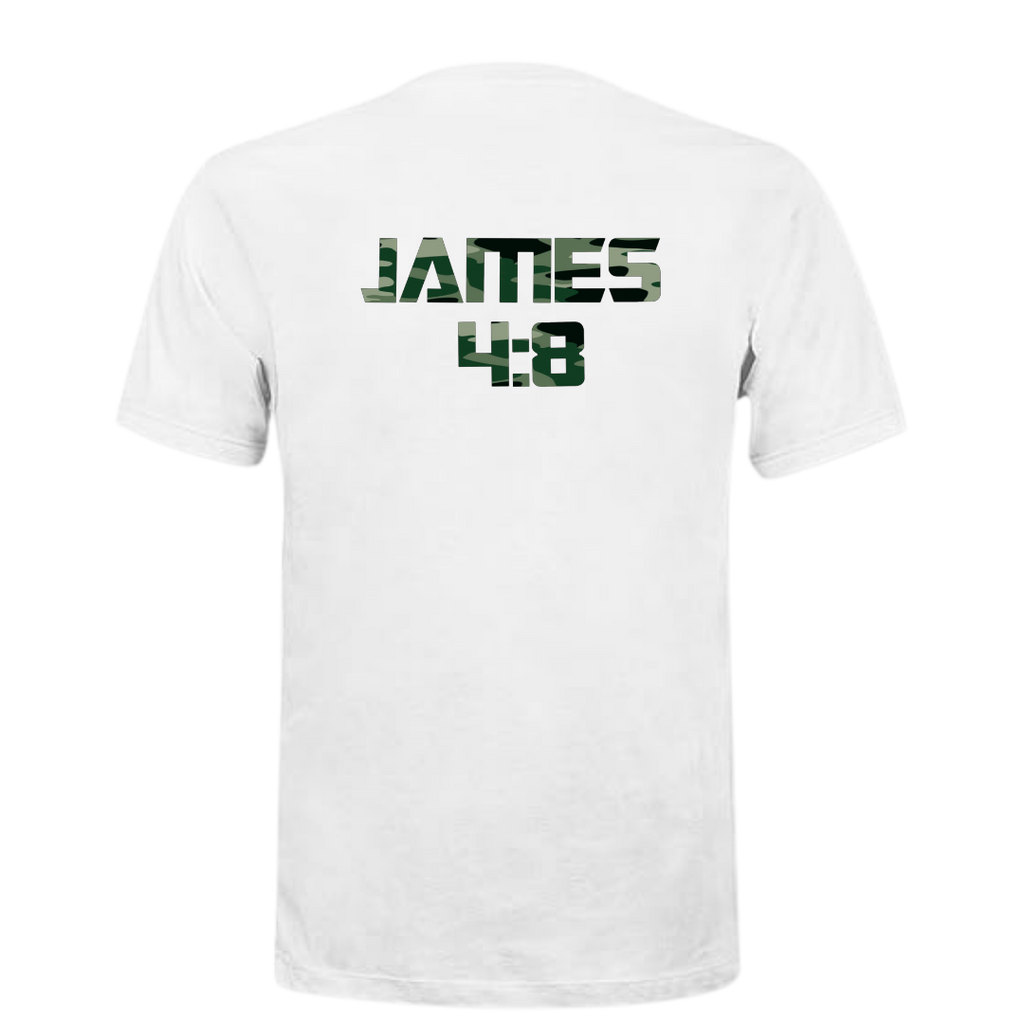 Jesus Frees - KD Men's White Premium T-Shirt - Font 153 Green Camo