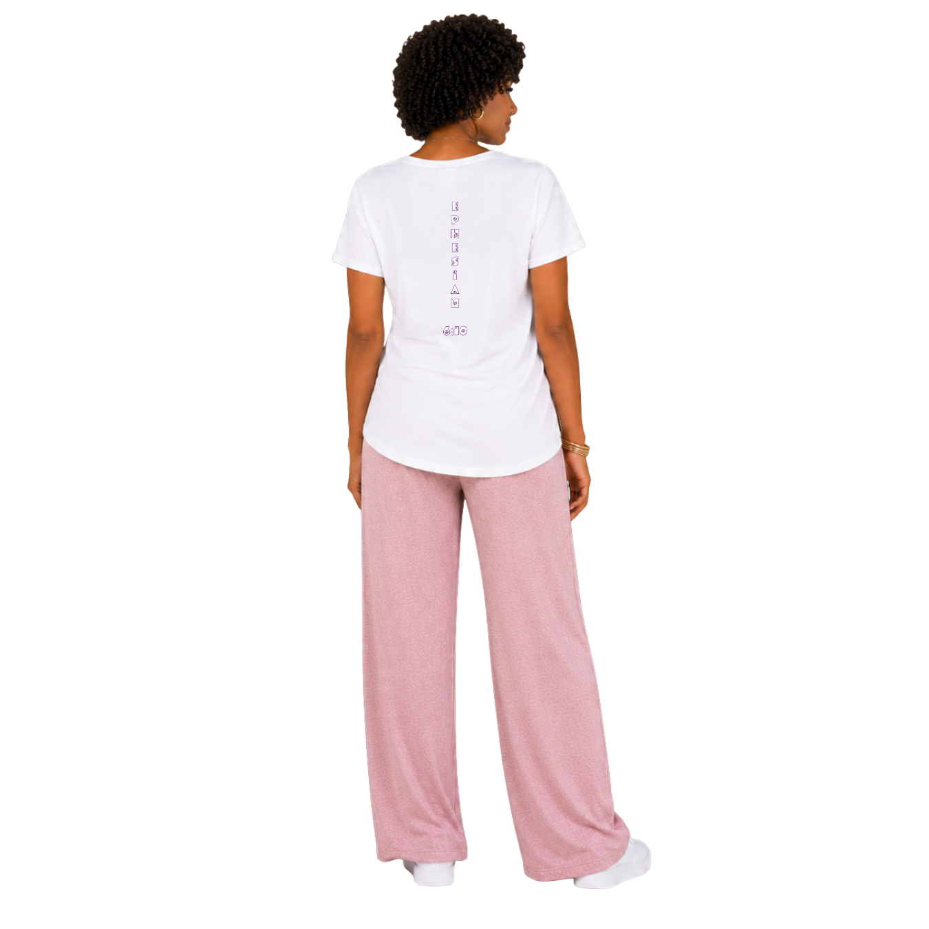 Jesus Frees - G64 Soft Style White Cotton Women's T-Shirt - Font 299 Flowers - Ephesians 6:10