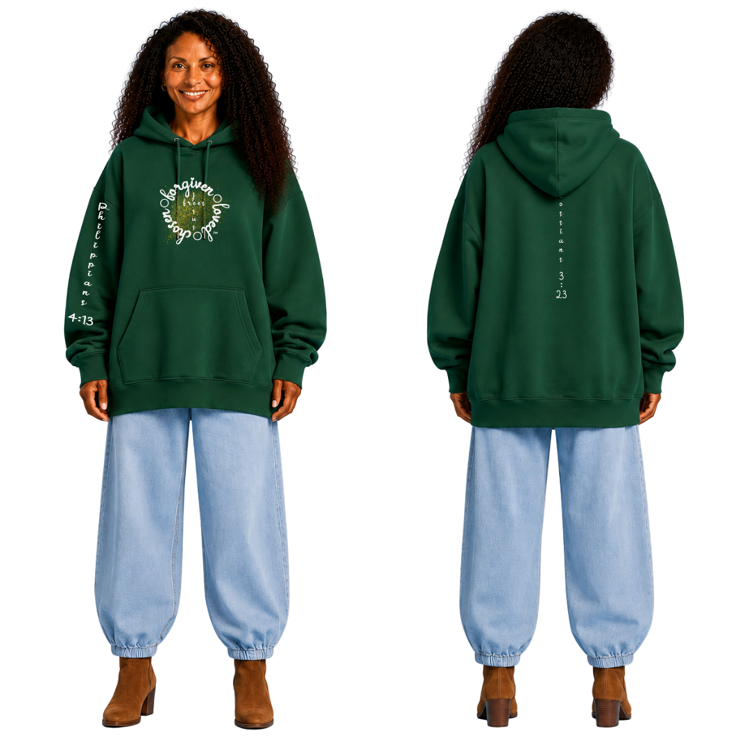 Jesus Frees™ Apparel | Women's Holiday Scripture Hoodie | Font 223 White |LAY HT