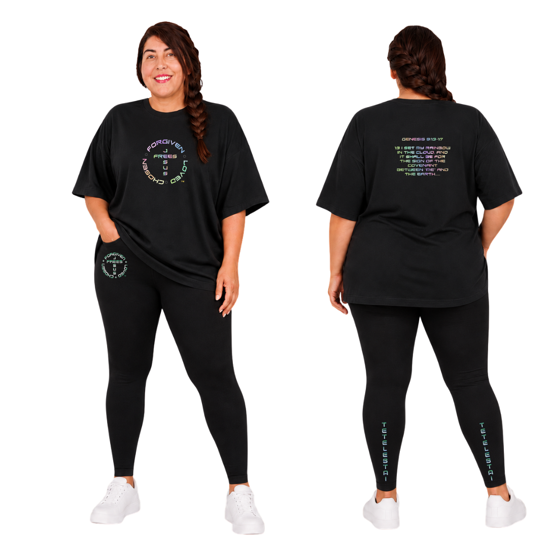 Jesus Frees - SICU Oversized Short Sleeve Women's Shirt - God's Covenant 153 Rainbow