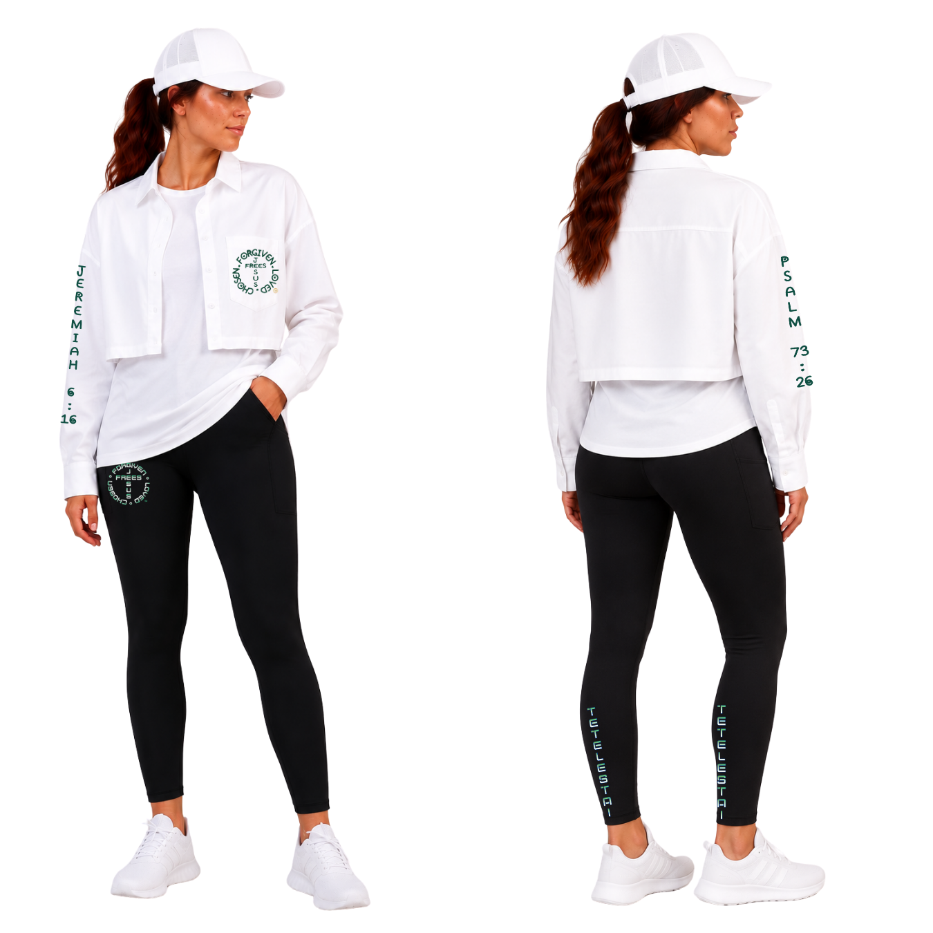 Jesus Frees - Cropped Lite Long Sleeve Summer Jacket - FONT 303 DARK GREEN