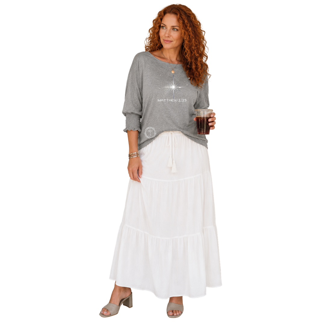 Jesus Frees - DK Women's Boat Neckline 3/4 Elastic Cuff - 303 Star of Bethlehem