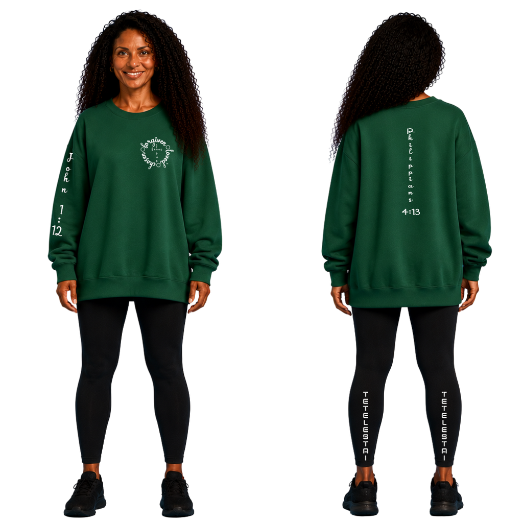 Jesus Frees™ Apparel | Women's Scripture Holiday Sweat Shirt | Font 223 White