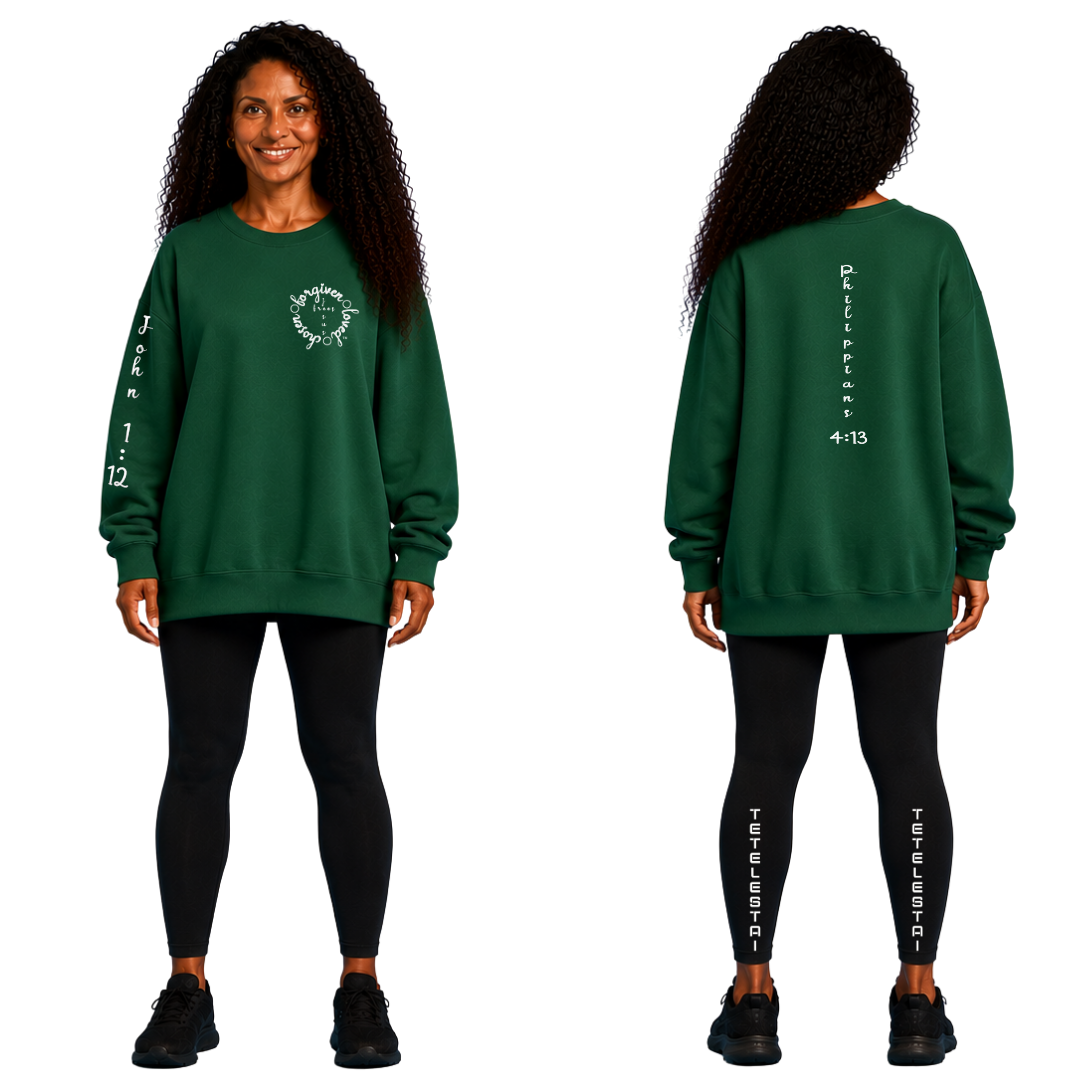 Jesus Frees™ Apparel | Women's Scripture Holiday Sweat Shirt | Font 223 White