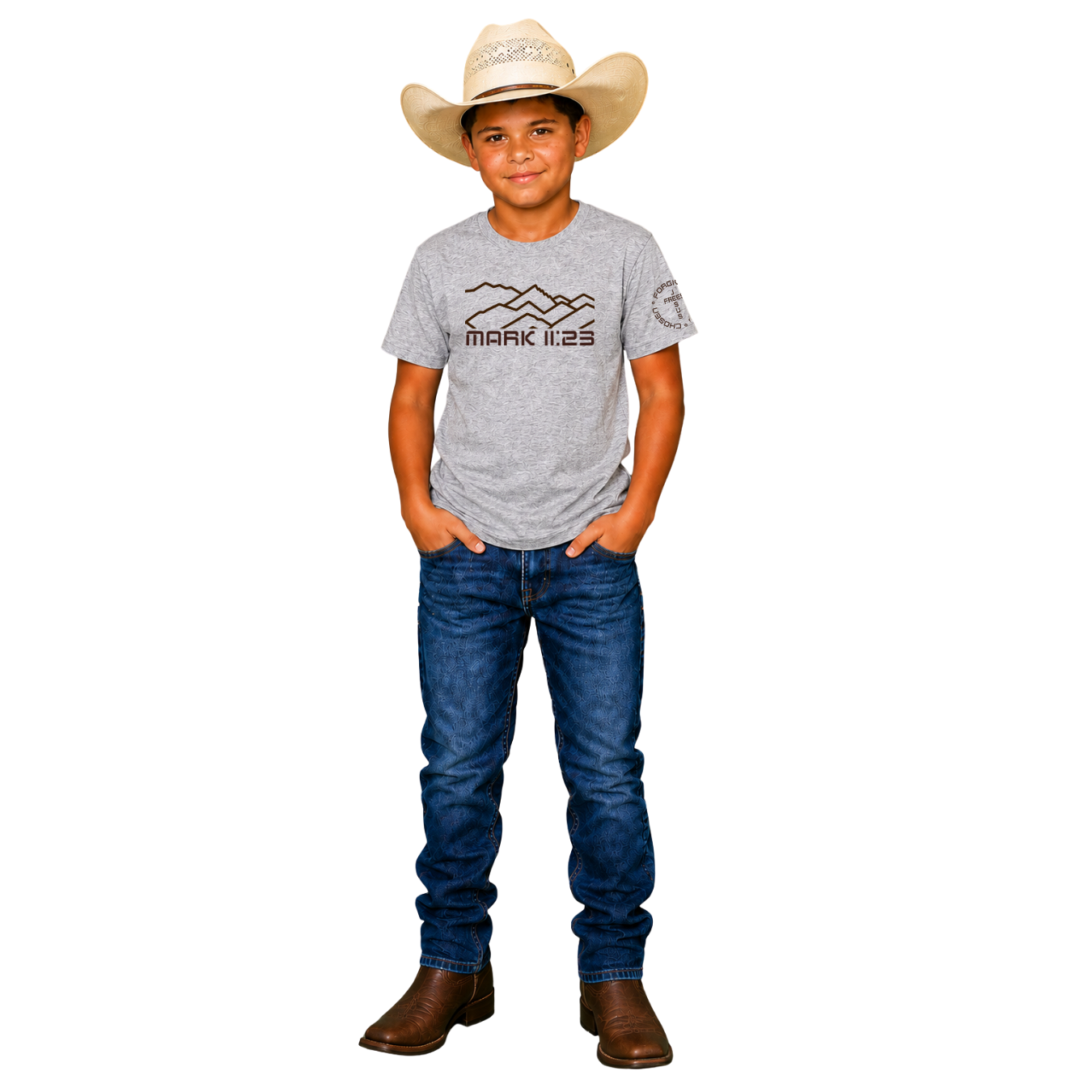 Jesus Frees - Kids 100% Cotton T-Shirts Boys - Montana Mountain Line