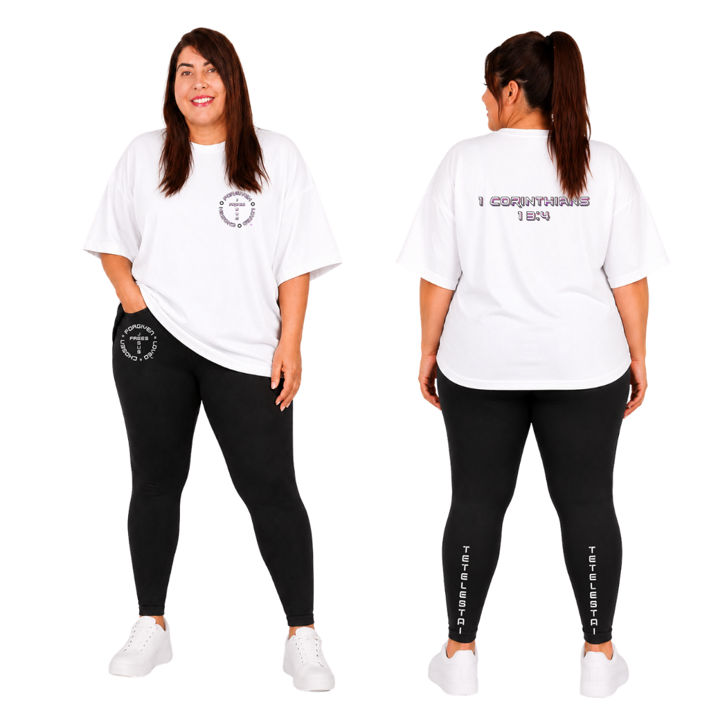 Jesus Frees - SICU Oversized Short Sleeve Women's Shirt - 1 Corinthians 13:4 - Font 126 Pink & Black