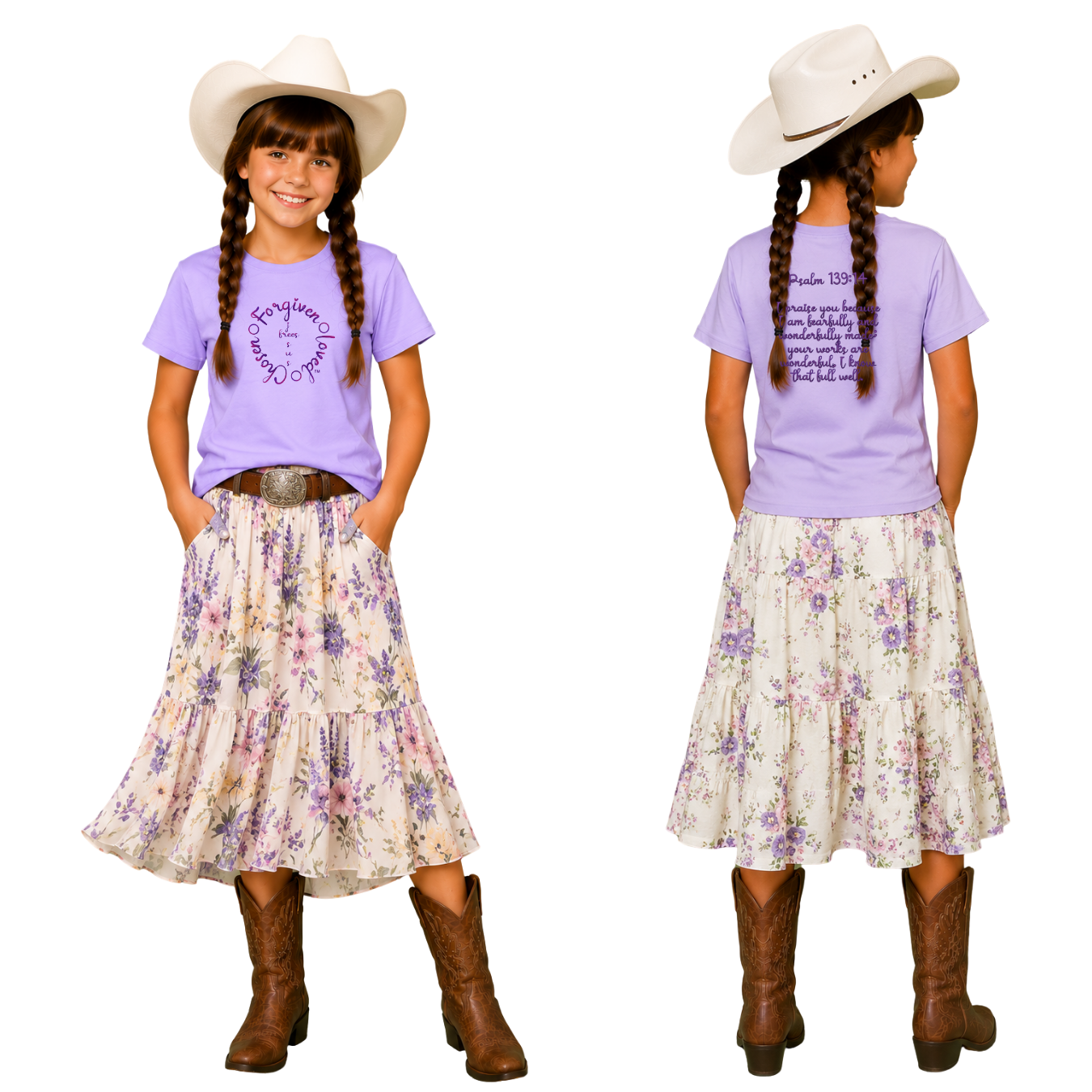 Jesus Frees - Kids 100% Cotton T-Shirts Girls - Font 223 - Psalm 139:14