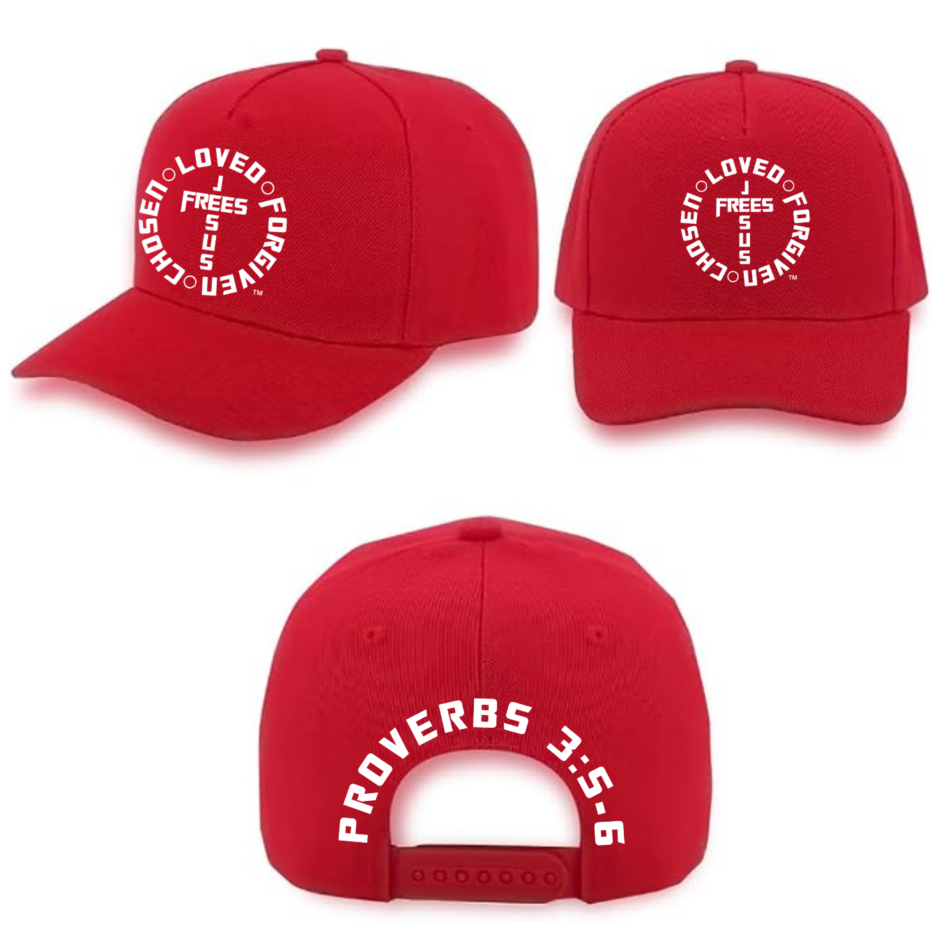 Jesus Frees - Baseball Caps for Men & Women - Pink / Beige / Blue / Red / Orange -  Font 153 White