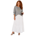 Jesus Frees - DK Women's Boat Neckline 3/4 Elastic Cuff - 153 Gold - Light Gray