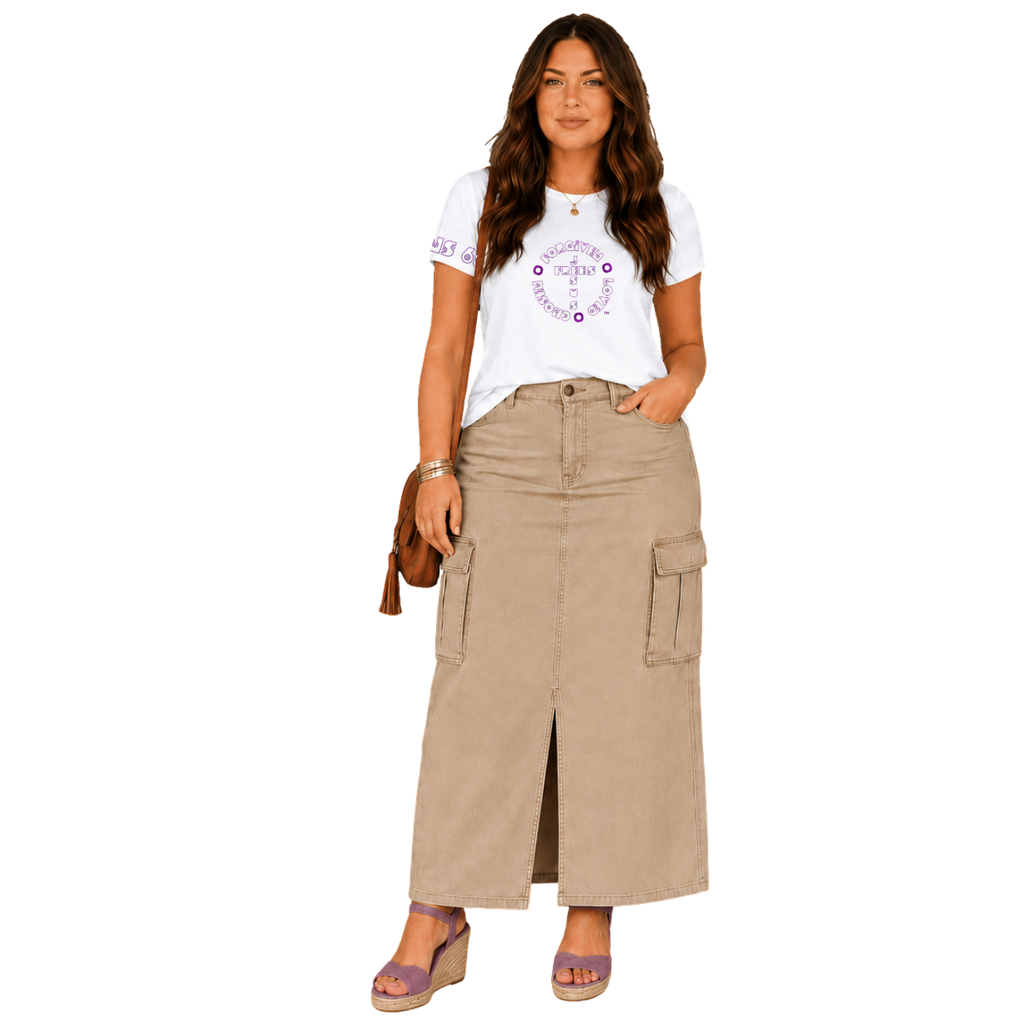 Jesus Frees - G64 Soft Style White Cotton Women's T-Shirt - Font 299 Flowers - Ephesians 6:10