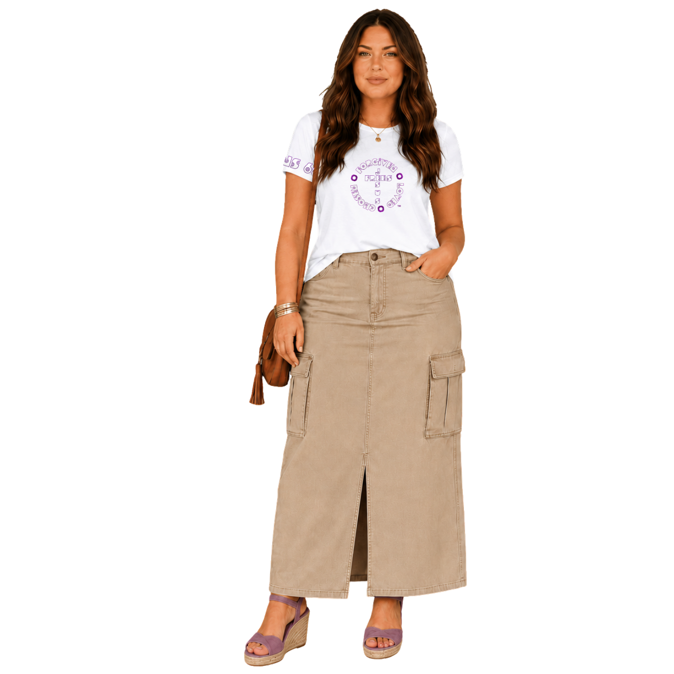 Jesus Frees - G64 Soft Style White Cotton Women's T-Shirt - Font 299 Flowers - Ephesians 6:10
