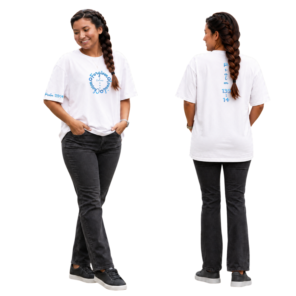 Jesus Frees - SICU Oversized Short Sleeve Women's Shirt - Font 223 Light Blue