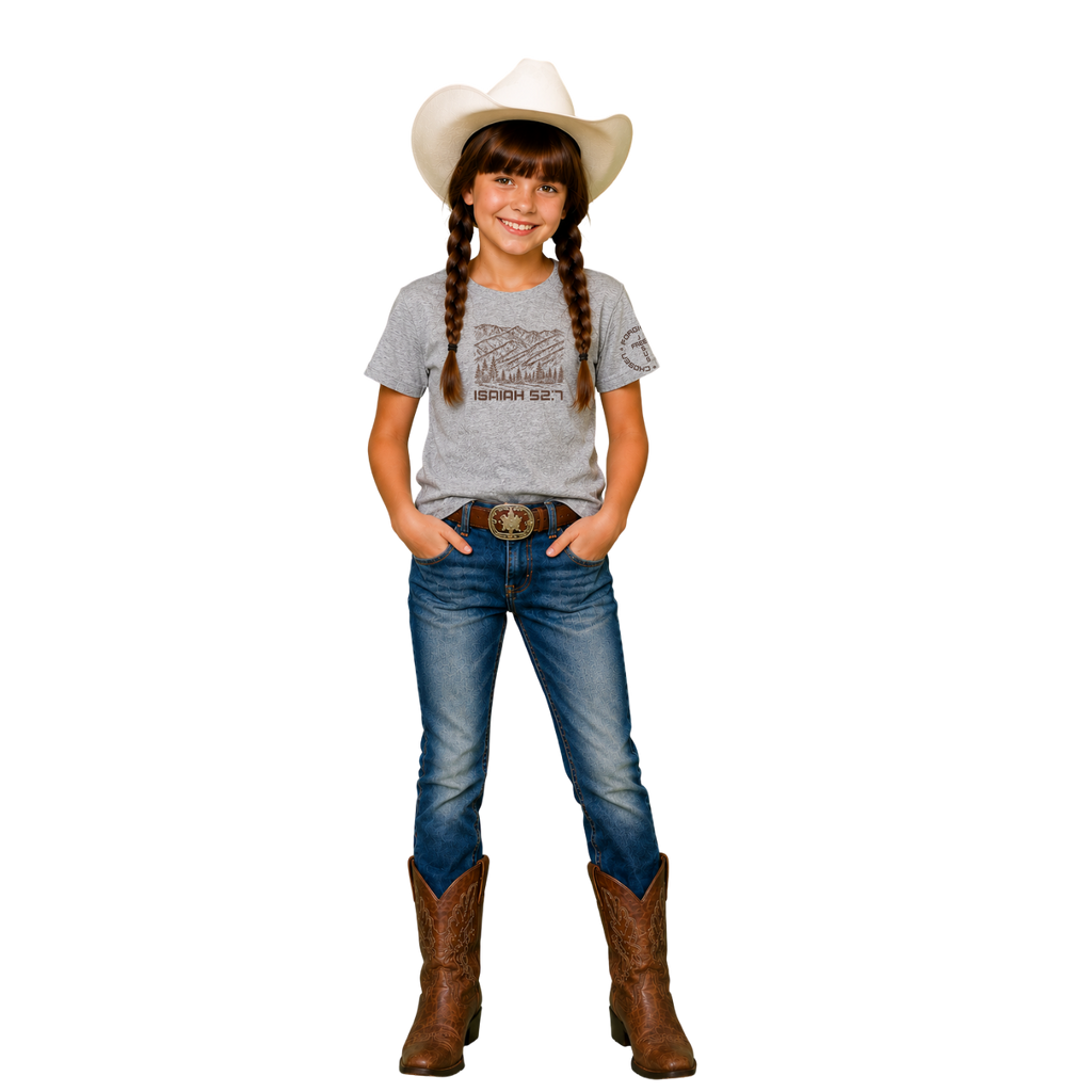 Jesus Frees - Kids 100% Cotton T-Shirts Girls - Montana Mountain Line
