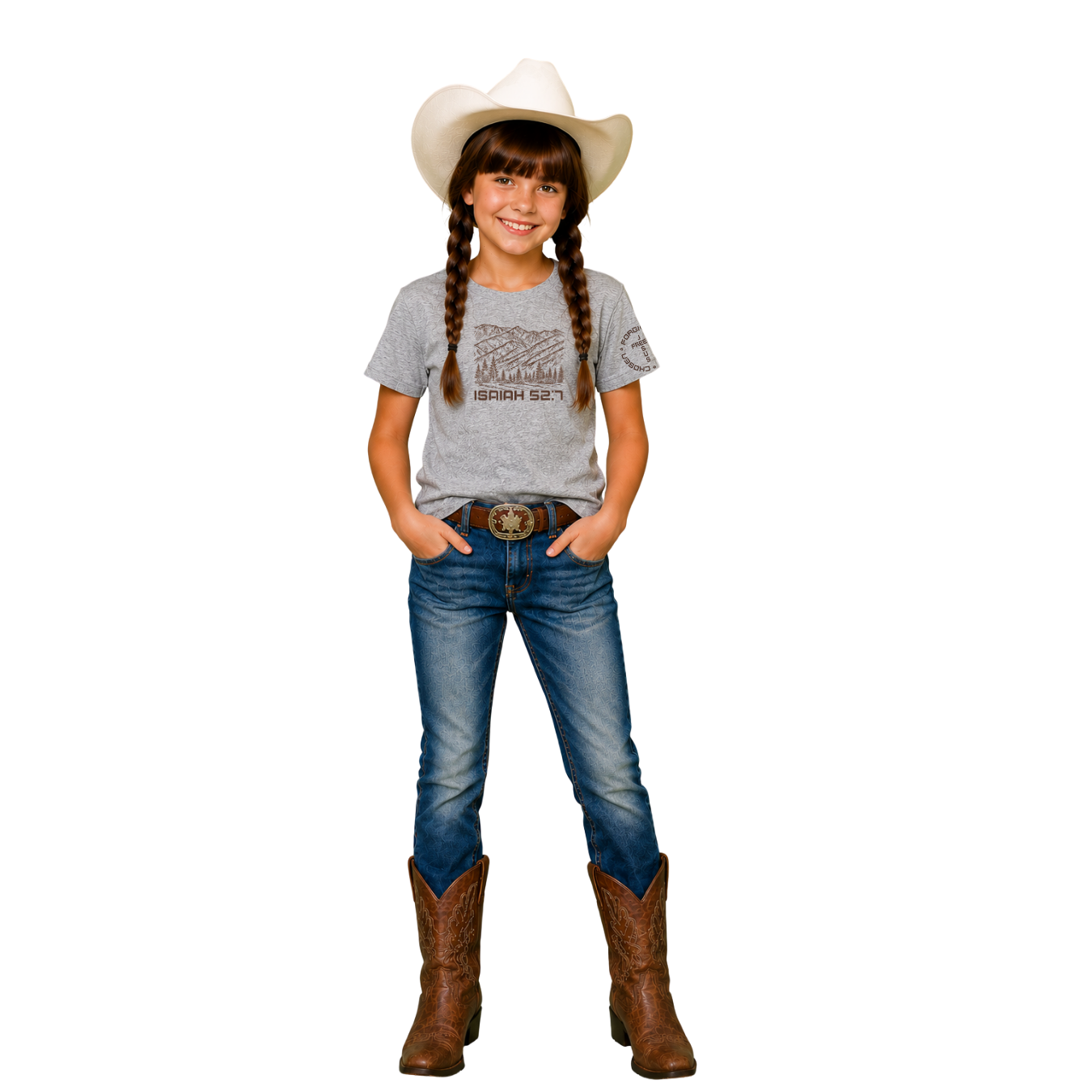 Jesus Frees - Kids 100% Cotton T-Shirts Girls - Montana Mountain Line