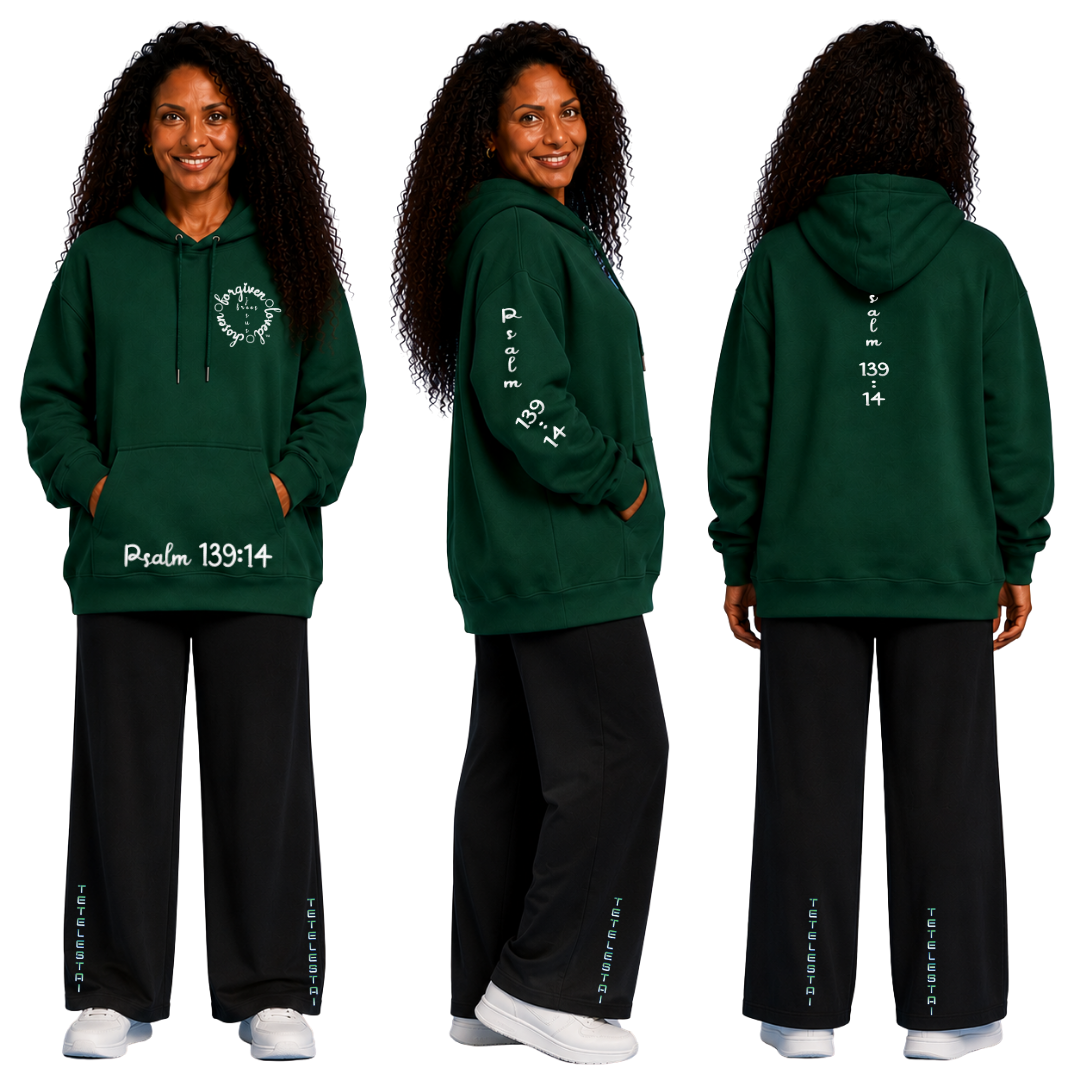 Jesus Frees™ Apparel | Women's Holiday Scripture Hoodie | Font 223 White |LAY HT