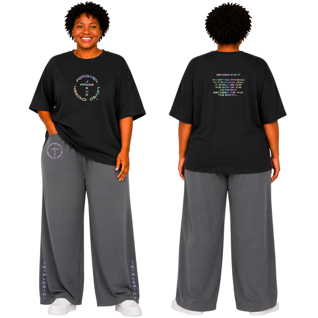 Jesus Frees - SICU Oversized Short Sleeve Women's Shirt - God's Covenant 153 Rainbow
