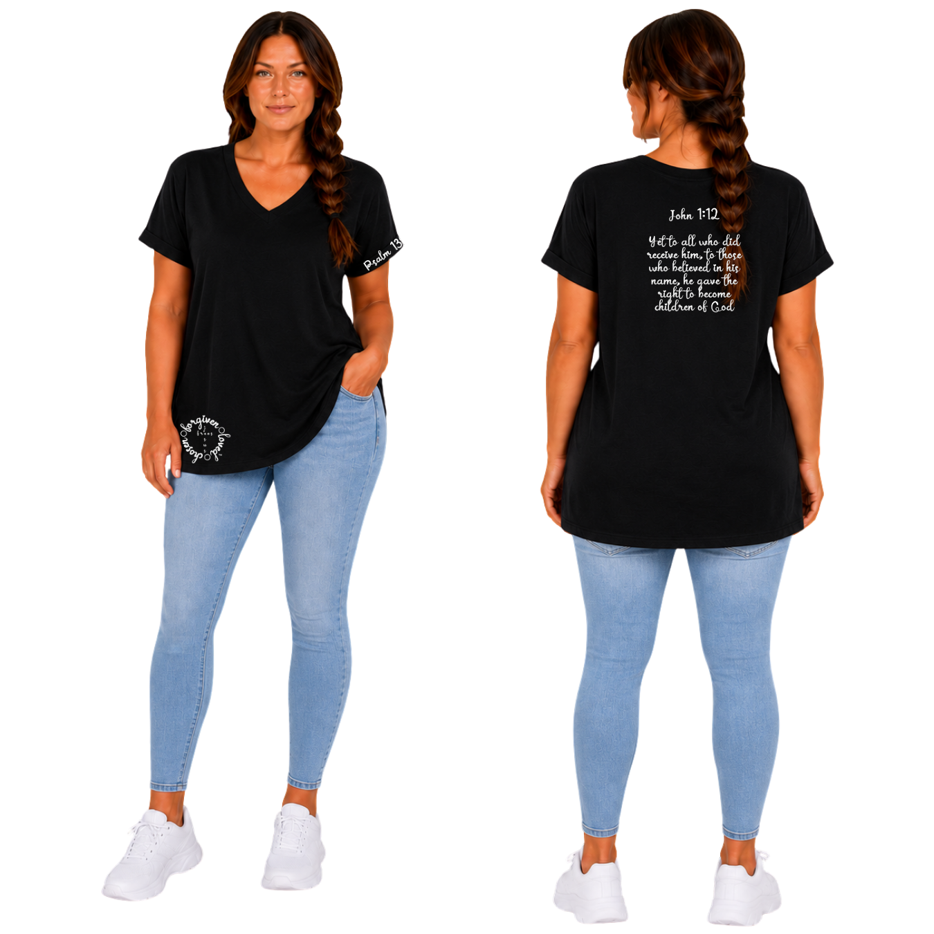Jesus Frees - V-Neck Short Sleeve T-Shirts - 223 Black