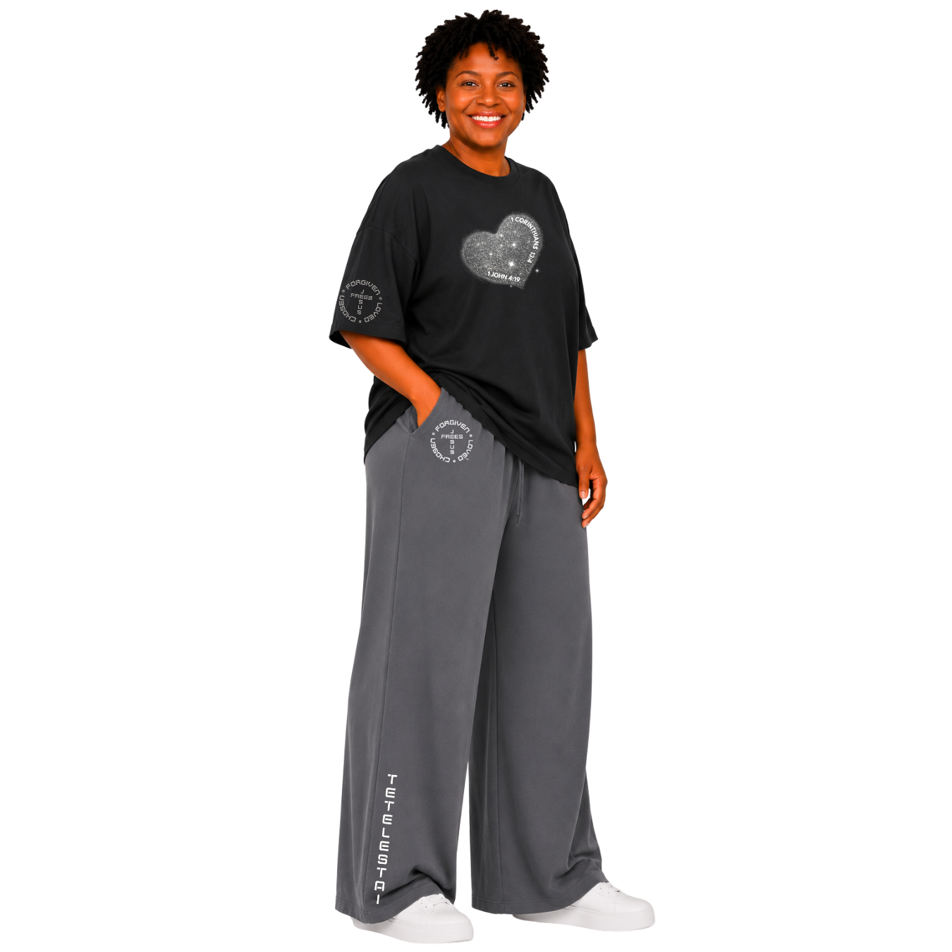 Jesus Frees - SICU Oversized Short Sleeve Women's Shirt - Hearts