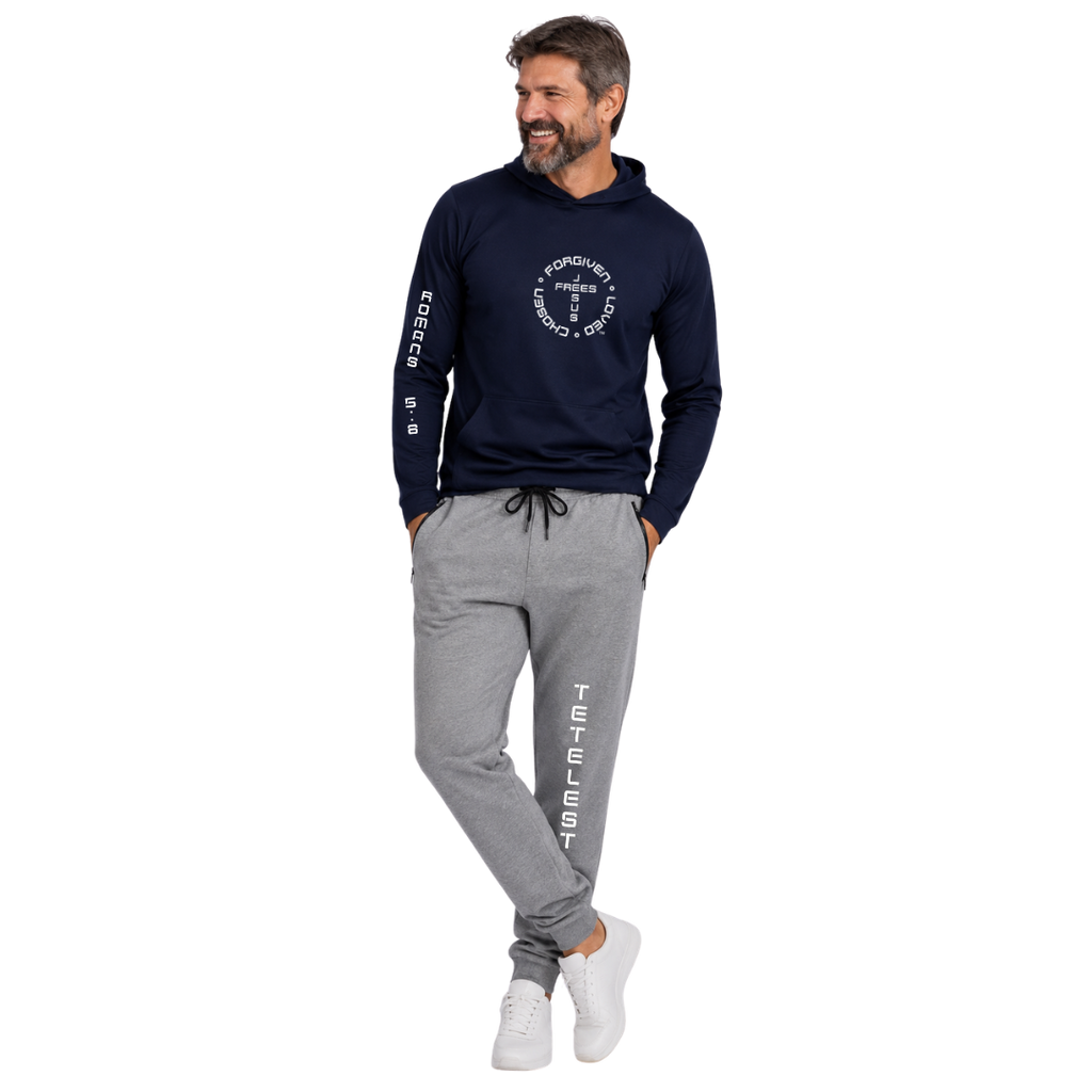 Jesus Frees - U-Champ Men's Jogger Sweatpants - Tetelestai Font 49 White