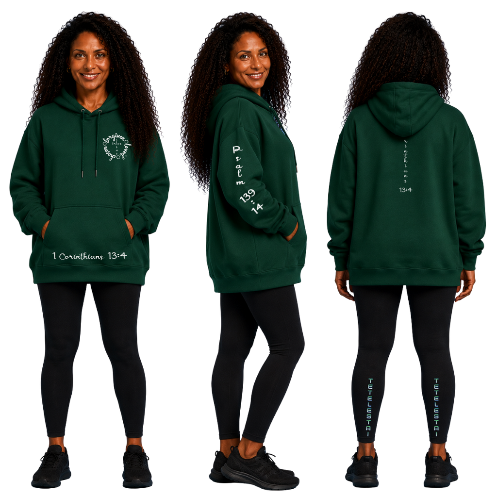 Jesus Frees™ Apparel | Women's Holiday Scripture Hoodie | Font 223 White |LAY HT