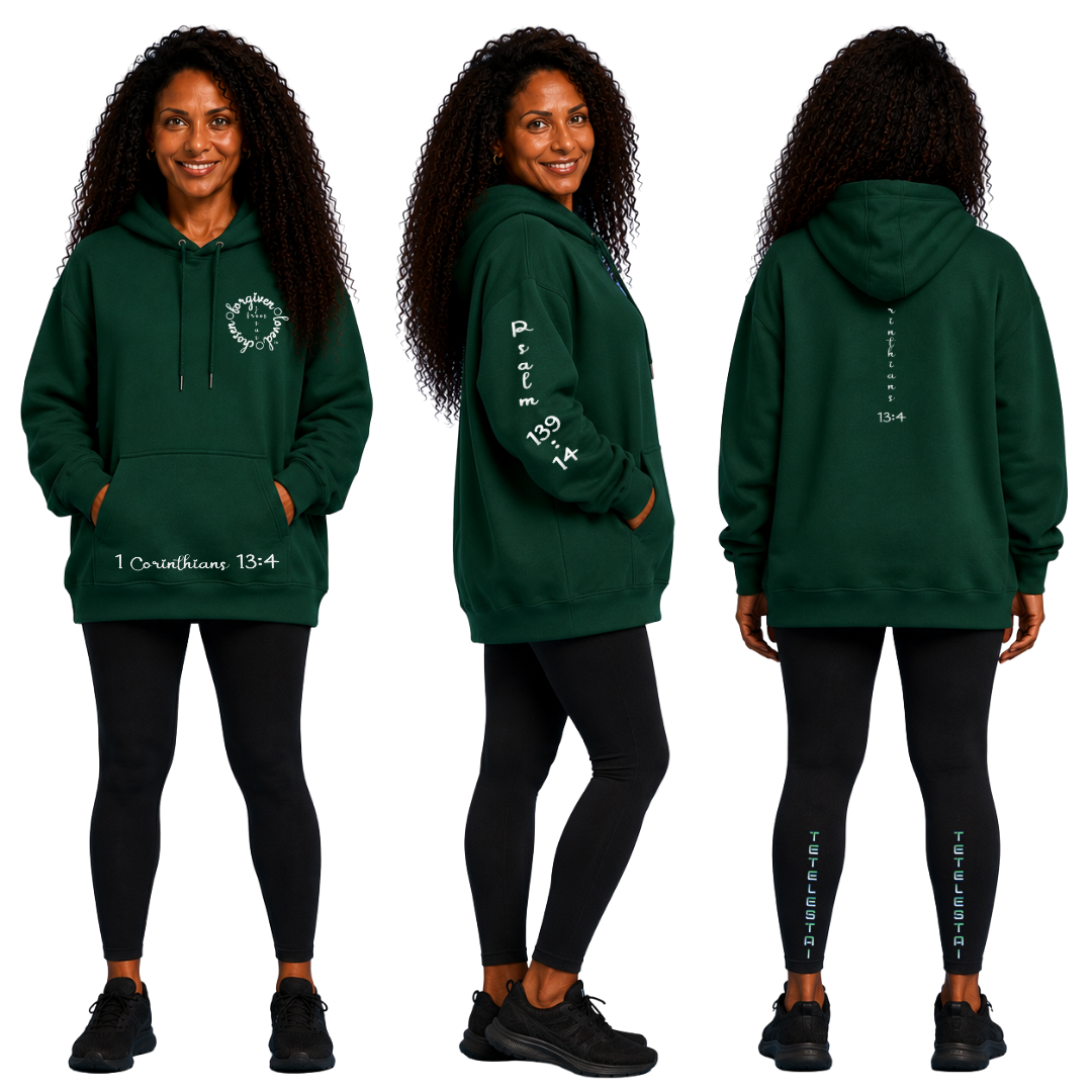 Jesus Frees™ Apparel | Women's Holiday Scripture Hoodie | Font 223 White |LAY HT