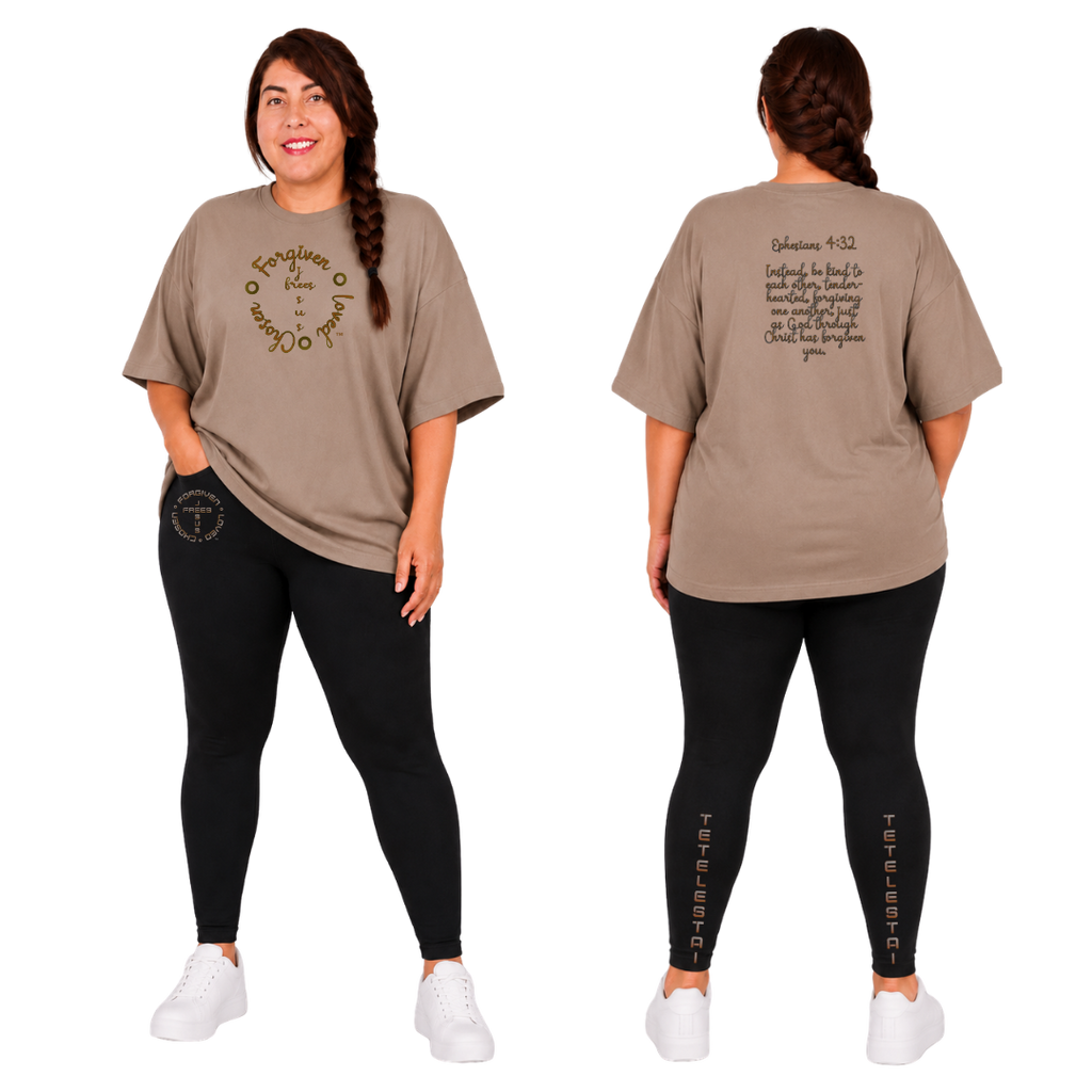 Jesus Frees - SICU Oversized Short Sleeve Women's Shirt - Font 223 Brown