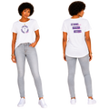 Jesus Frees™ Apparel | G64 Women's Soft Style White Cotton T-Shirt | Free-Chosen-Forgiven-Loved | Font 60 Purple