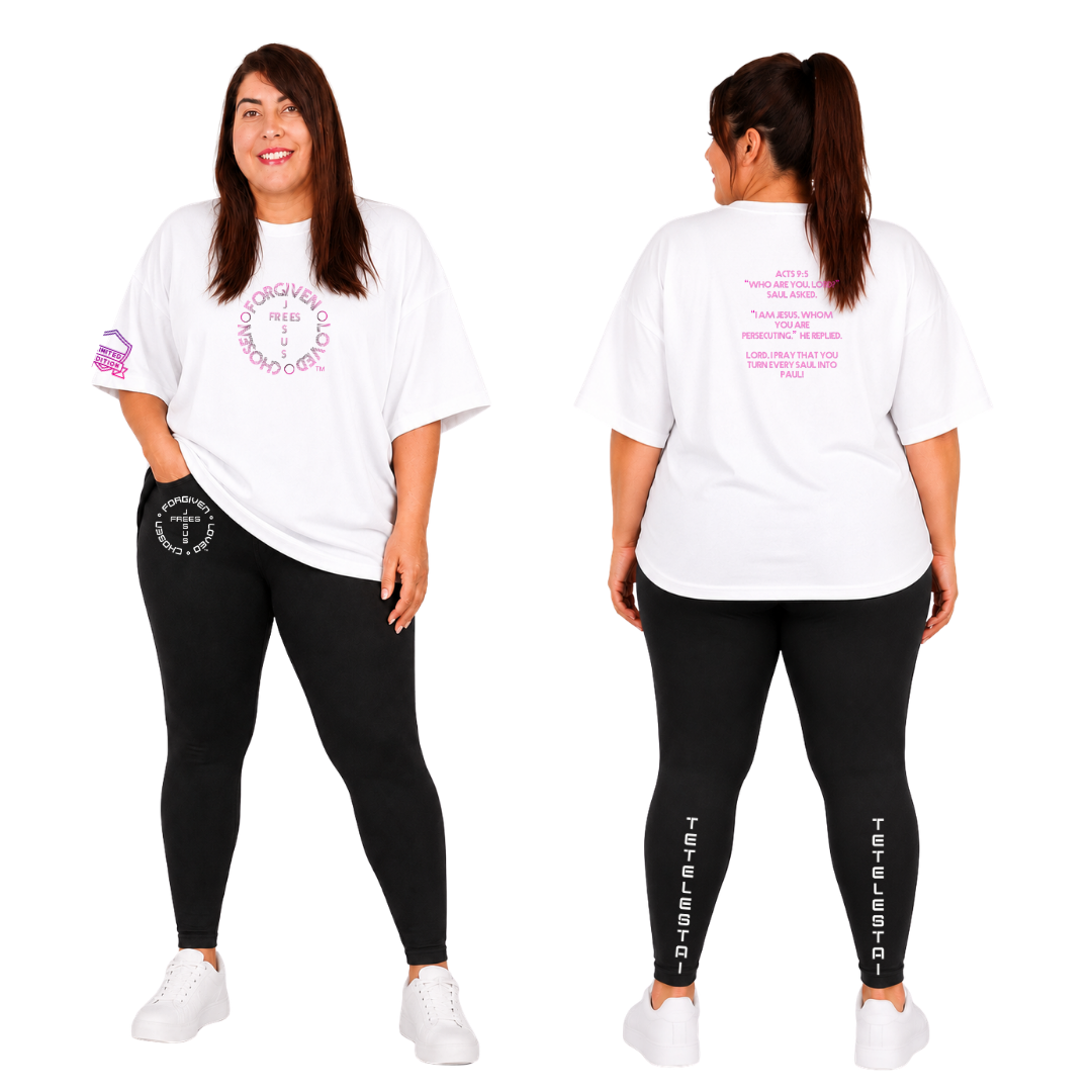 Jesus Frees - SICU Oversized Short Sleeve Women's Shirt - For the Bold & Courageous - Acts 9:5 + Prayer Font 122 Pink
