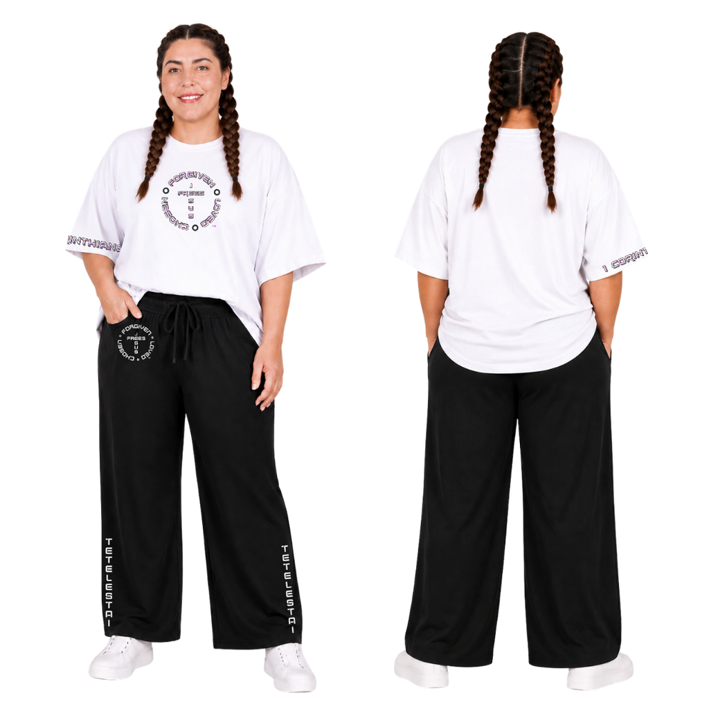 Jesus Frees - SICU Oversized Short Sleeve Women's Shirt - 1 Corinthians 13:4 - Font 126 Pink & Black